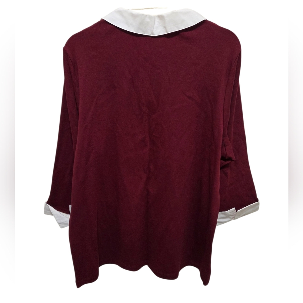Karent Scott Burgandy Collar Blouse - Picture 2 of 2